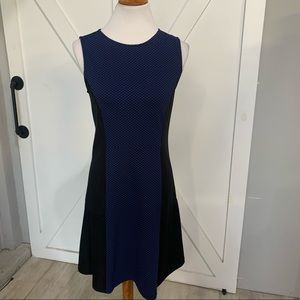 Black with blue polka sleeveless dress